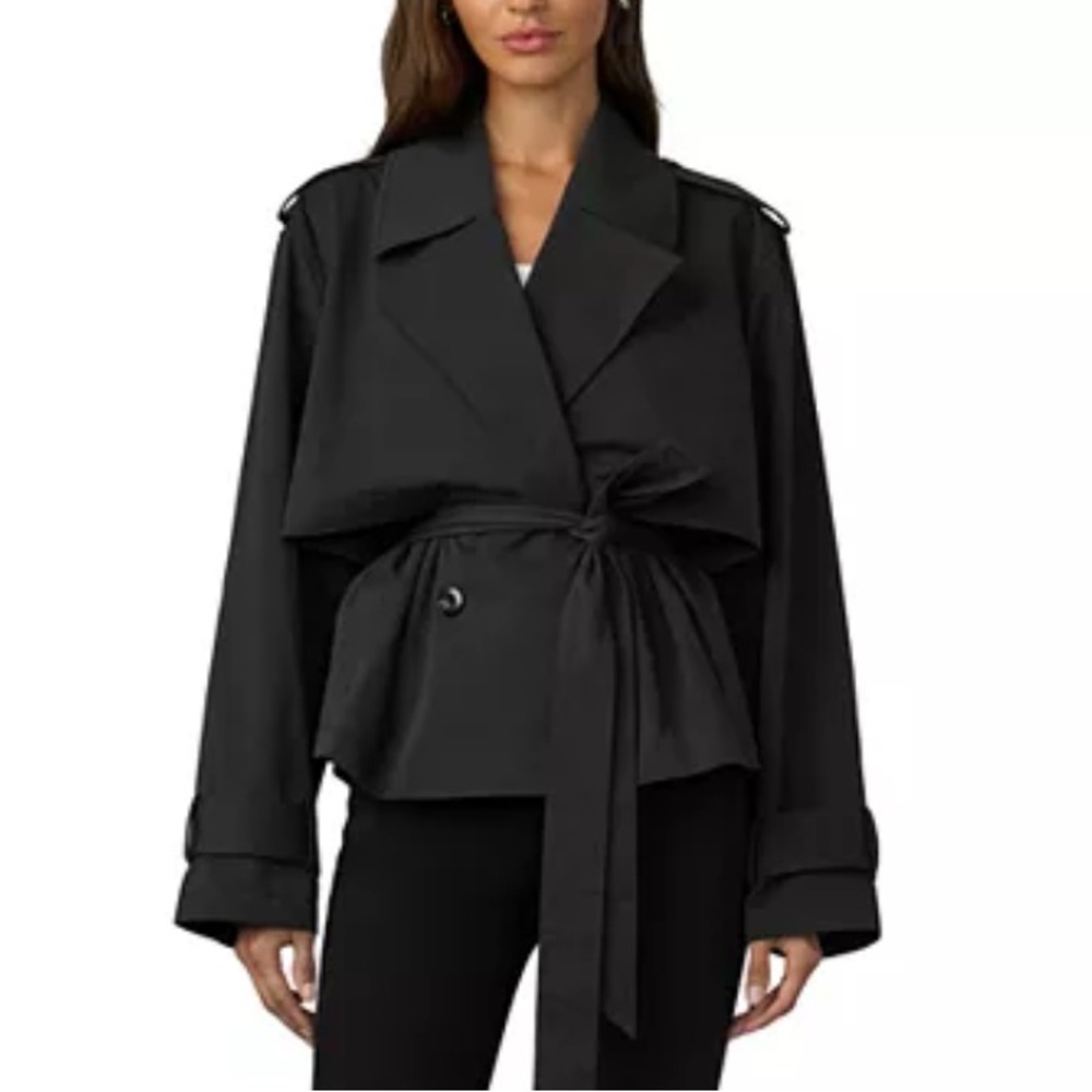 Joe's Jeans Black Short Trench with Peplum Back
